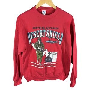 Artex Operation Desert Shield Mens Medium Red Graphic Sweatshirt Vintage USA